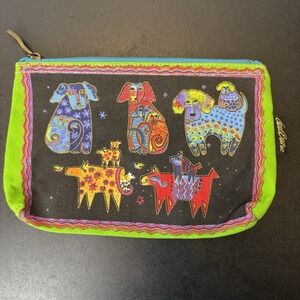 Laurel Burch Canvas Zipper Pouch – Colorful Dog Design